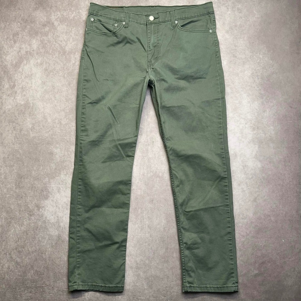 Levis 511 Slim Fit Pants Mens 36x30 Olive Green Stretch Chino Trousers